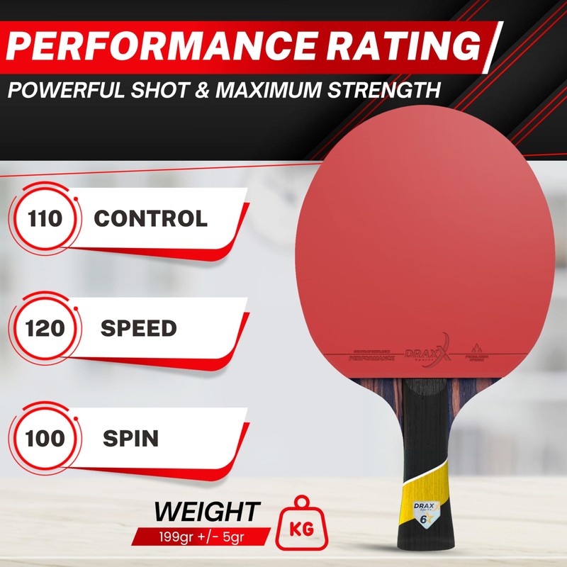 DRAXX Sports Table Tennis Bat 6 Stars Professional Carbon Paddle