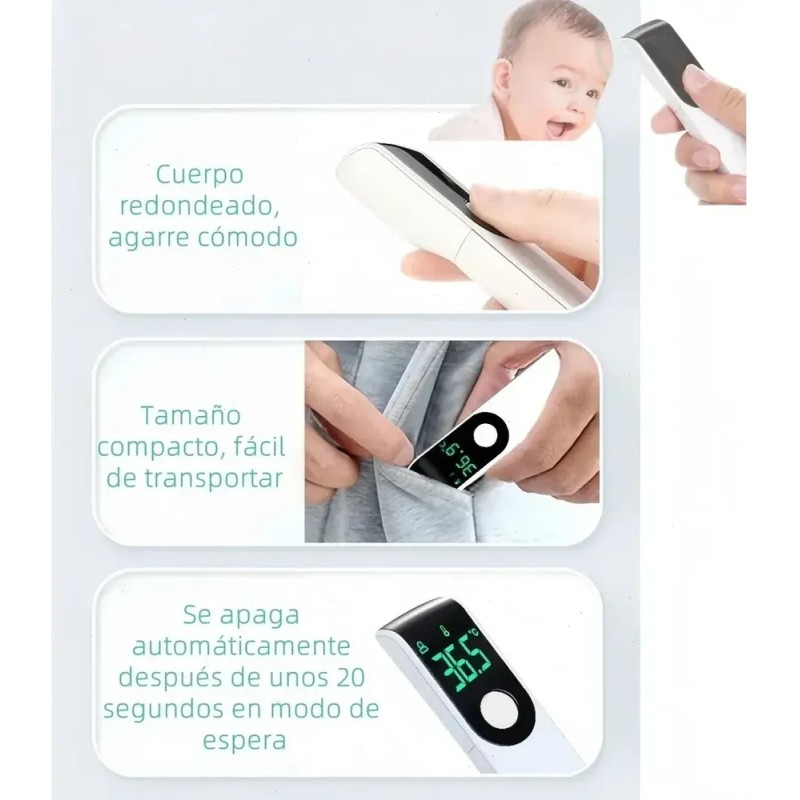 Termometro Infrarrojo Digital + Oximetro Pediatrico Negro