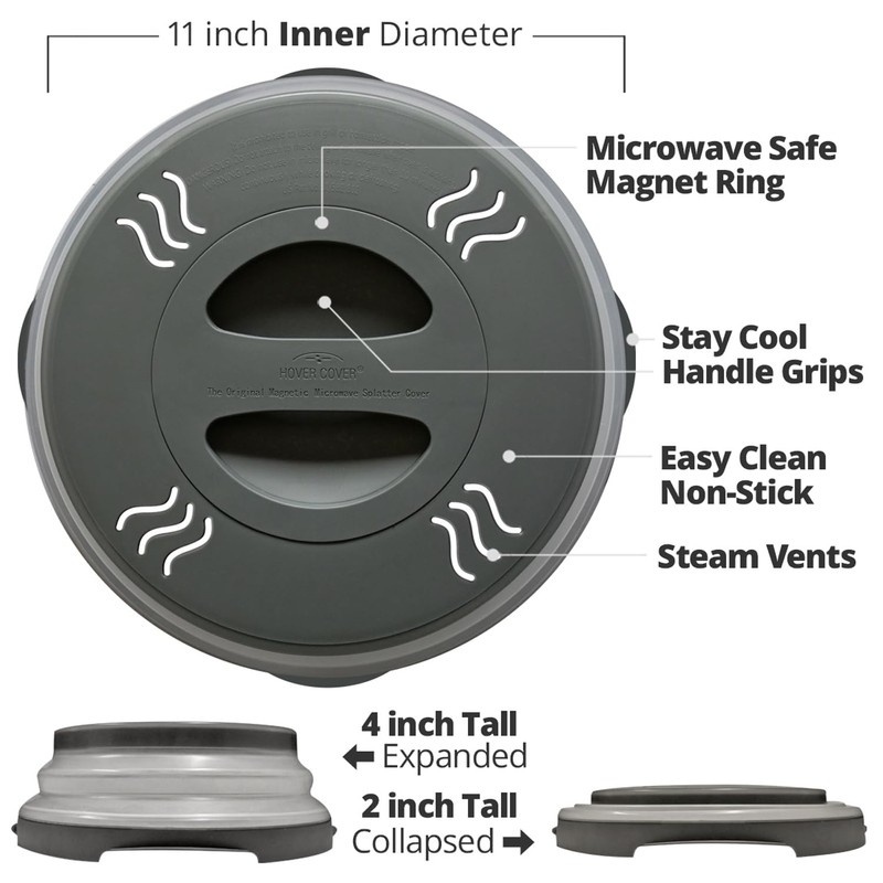 HOVER COVER Magnetic Microwave Splatter Cover with High Power, Strongest