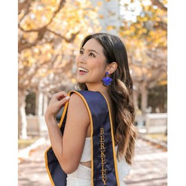 Graduation Gifts for Her Rhinestone Grad Graduation Cap Drop Dangle Earrings College High School Graduation Earrings 2022 (Blue)