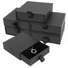 batifine batifine Jewelry Gift Boxes, 5 Pack 3.53.5x1Inch Cardboard Jewelry Boxes, Bulk Small Jewelry Boxes with Lids for Necklace Ring Earring Display Box (Black)