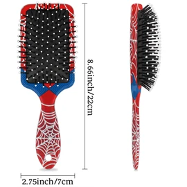 Hair Brush for Boys Toddler - Red Spider Web Kids Detangler Hairbrush for Wet Dry Thin Long Curly Hair Pain-Free Air Cushion Comb Glide Through Tangles with Ease and Massage Scalp