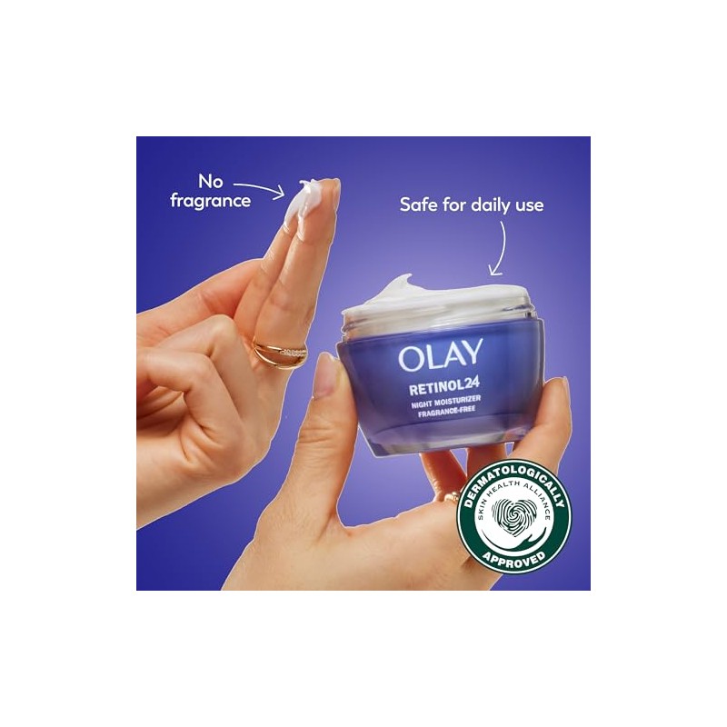Olay New Regenerist Retinol 24 Peptide Night Face Moisturizer, Fragrance-Free,