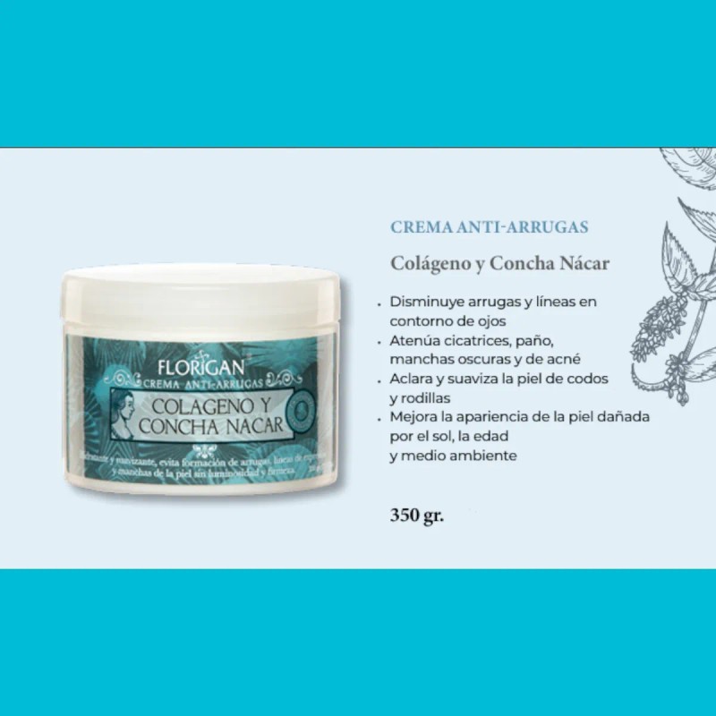 Crema Colágeno Y Concha Nácar 350grs. Florigan® (4 Piezas) Normal