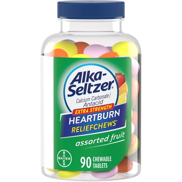Alka-Seltzer Extra Strength Heartburn ReliefChews - Relief of Heartburn, Acid Indigestion and Sour Stomach - Assorted Lemon, Orange Strawberry Flavors - 90 Count