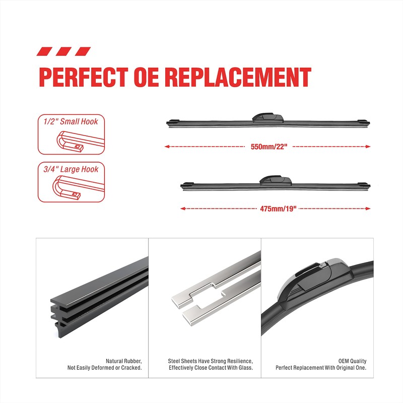 3 Front Windshield Wipers Wiper Blades Replacement for Honda Pilot