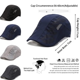 Baynetin Men's Peaked Cap, Flat Cap, Adjustable Quick-Drying Mesh, Breathable Beret Cap, Gatsby Newsboy Flat Cap, Men's Beret Cap, Cabbie Cap, Azul marino