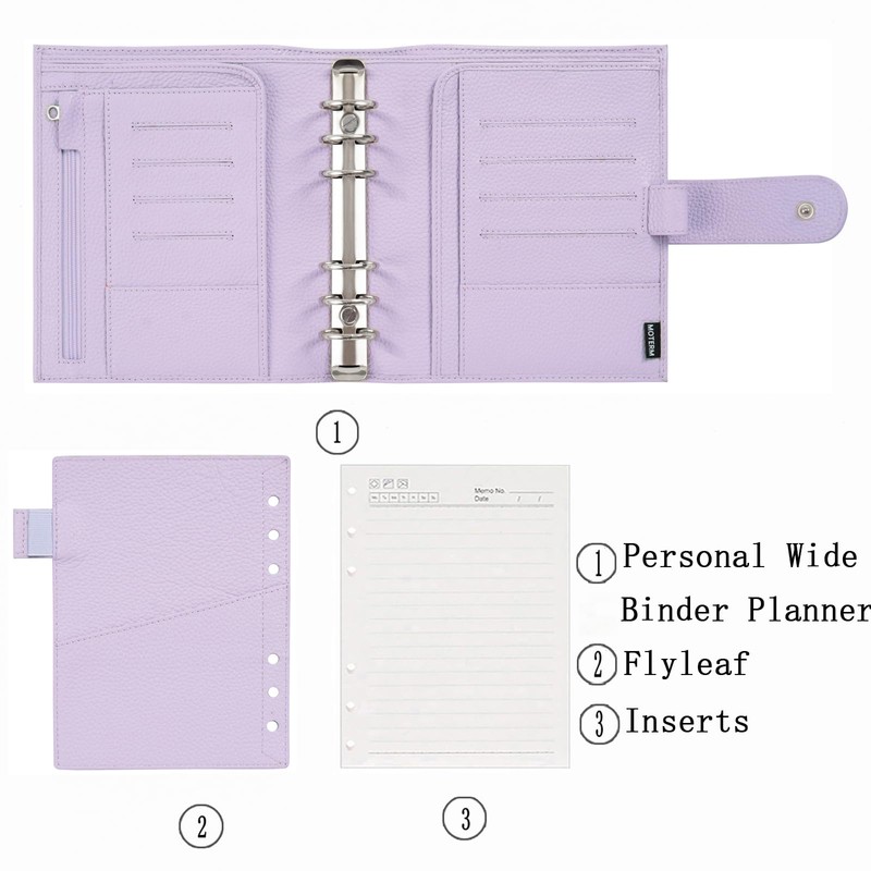 Moterm Personal-Wide Luxe Rings Planner - Genuine Leather Binder Organizer