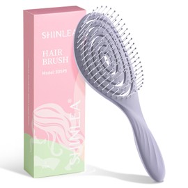 SHINLEA SHINLEA Hair Brush Anti Tangle Detangle, Wet & Dry Head Massaging Spiral Hairbrush for Women, Men, kids, Glide Through Tangles For All Hair Types (Purple)