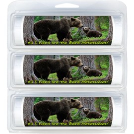 Premium Packable Travel-Size Eco-Friendly Coreless Biodegradable Toilet Paper Rolls | Convenient Plastic Dispenser | Wildlife, Animals & Safari (3-Pack) (570 Bears Bear Necessities)