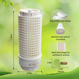 Underground Worm Farm, Garden Mini vermicomposting bin for use in Outdoor Gardening from Kitchen Food Waste, with Holes and lid, White (11.81x4.3x4.3IN)