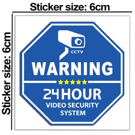 Skino Eu® Set of 2 Vinyl Stickers Caution Warning Car Sticker Camera Surveillance Terrain 24H Video Monitoring Car Motorcycle Window Door Bicycle Tuning B 65