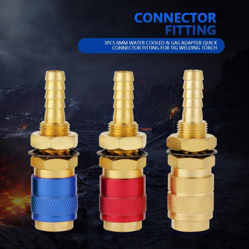 3Pcs Quick Connectors 8mm Brass Connector Fitting Water Cooled &