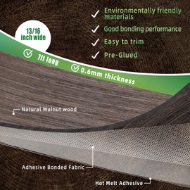 ZYJT Walnut Edge Banding, 13/16 inch x 7ft Plywood Veneer Wood Edge Banding, Preglued Wood Tape Banding for Cabinet Repair