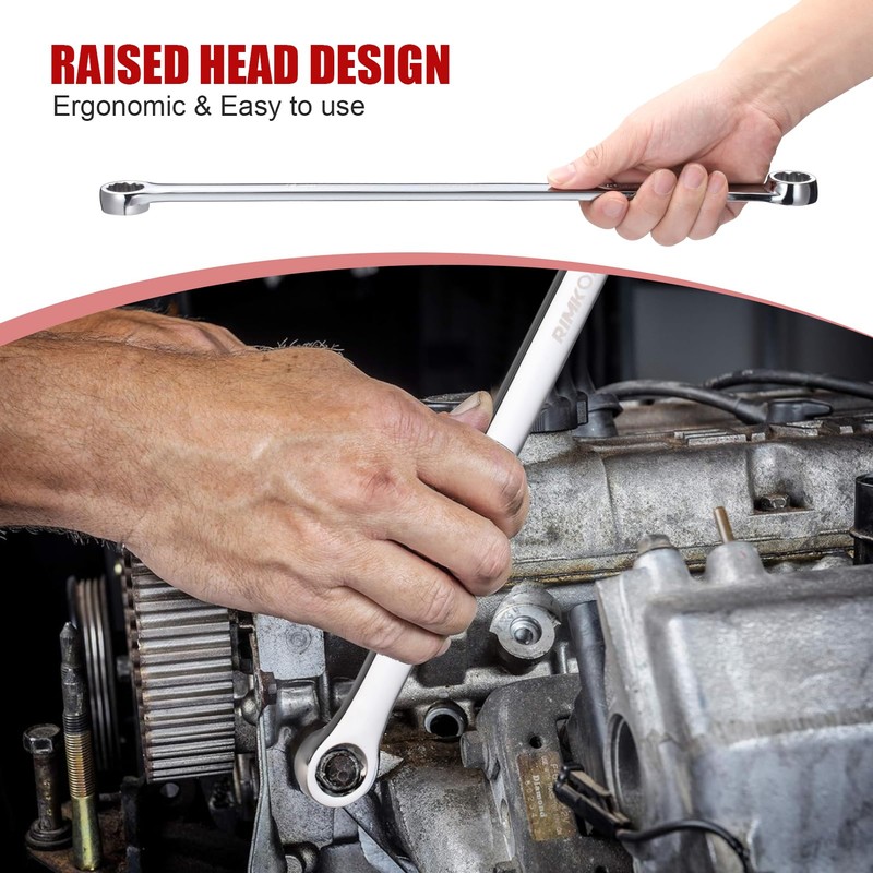 RIMKOLO 6-Piece Extra Long Double Box End Wrench Set Chrome