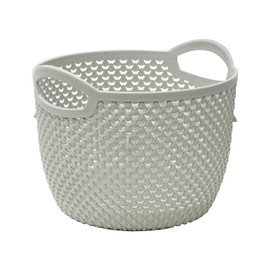 JVL Droplette Design Plastic Round Storage Basket, 3.3L,16 x 19cm Approx, Grey, One Size