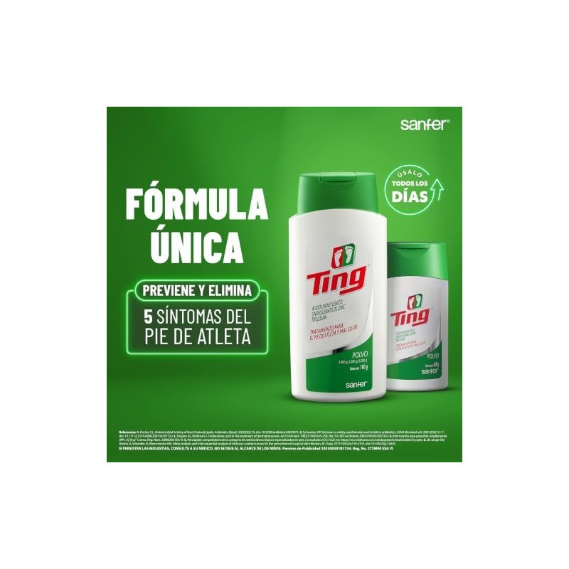 Ting Polvo Talco Antimicótico para Pies Control de Humedad, 85