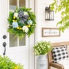 Spring Lemon Wreath for Front Door, 22 Inch Farmhouse Hydrangea