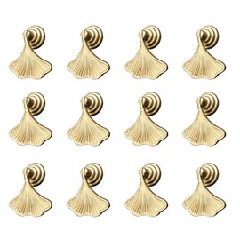 Yuiturt 12pcs Ginkgo Leaf Shape Knob Handles, 2x1.92 Inch, Golden Drop Pendant Pull Handle Zinc Alloy Drawer Single Hole Knobs Furniture Knob Handles for Dresser Drawer Wardrobe Cupboard Cabinets