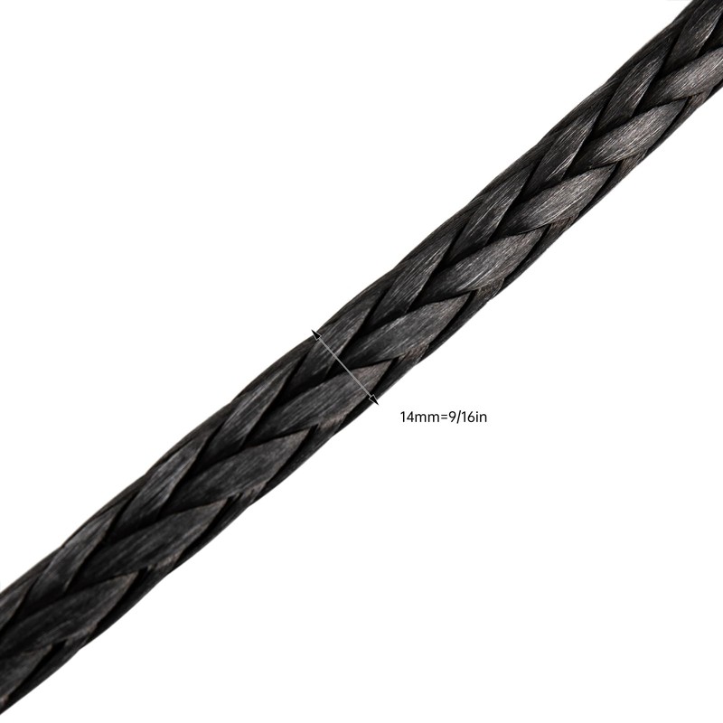 DYNAMI 9/16" x 76ft Synthetic Winch Rope with Hook&Safety Pull