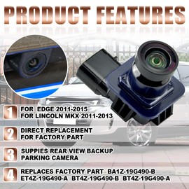 QKLsudua Vehicle Reverse Camera Rear View Backup Parking Camera Compatible with Fo-rd Ed-ge 2011 2012 2013 2014 2015 BT4Z-19G490-B BT4Z19G490A