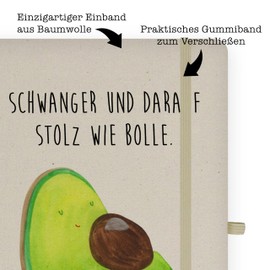 Mr. & Mrs. Panda DIN A4 Cotton Notebook Avocado Pregnant - Gift, Sketchbook, Notebook, Notes, Baby Shower, Baby, Vegan, Writing Book, Journal, Baby Shower, Healthy, Veggie, Diary