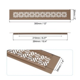 PATIKIL 12 x 2 Inch Door Air Vent Cover, Heavy Duty Aluminum Grille Ventilation Cover Louvered with Mounting Screws for Cabinet Wardrobe Door, Brown