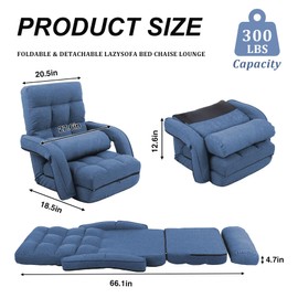 Adjustable Floor Chair for Adults with Back Suppor,5-Position Folding Lazy Sofa with Pillow, Gaming & Meditation Chair with Breathable Fabric - for Living Room, Bedroom, Office,Balcony (Blue)