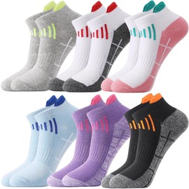 Zuimei Women's 6 Pairs No Show Ankle Socks, Classic, Black, Blue, Gray, Purple, Size Women (4-9 UK), Cotton/Polyester/Spandex, Running, Toe Socks