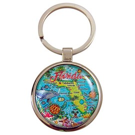 Westman Works Florida Souvenir Key Chain Acrylic Retro State Map Large Keychain Gift 3 Inch Multi-colored