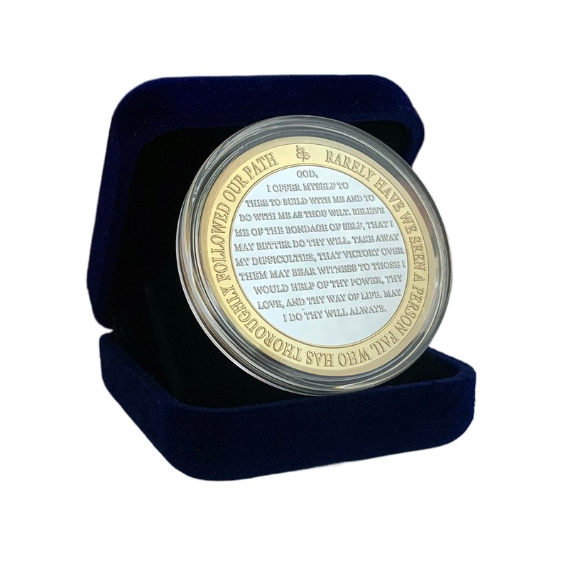 Silver & Gold 1-10 Years Alcoholics Anonymous Medallion AA Coin