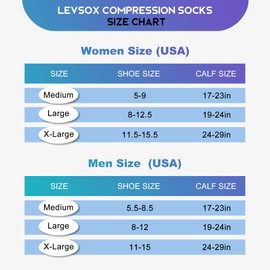LEVSOX Wide Calf Compression Socks for Women Men Plus Size 15-20 mmHg Extra Large Knee High Support Sock for Nurses Pregnant Travel