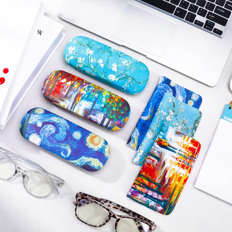 BOUMUSOE 3 Pack Hard Eyeglass Case, Protective Hard Shell Glasses