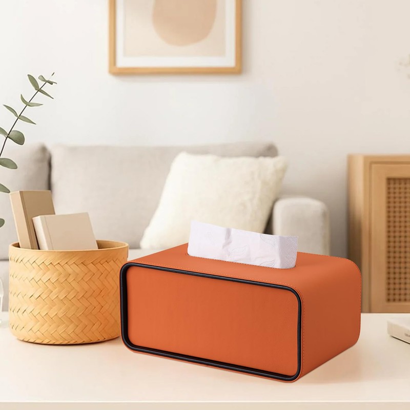 GORESE Tissue Box, Leather Rectangular Cosmetic Tissue Box, Paper Tissue