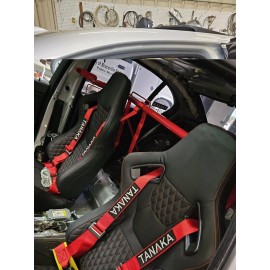 TANAKA 2 X TANAKA UNIVERSAL RED 4 POINT BUCKLE RACING SEAT BELT HARNESS