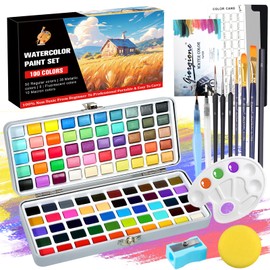 UCAMP Watercolour Paint Set, 100 Vibrant Colours in Portable Box, 100 Colours Watercolour Paints Set for Beginners