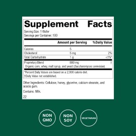 Standard Process Lactic Acid Yeast - Dietary Supplement for Digestive Health & Gut Support - Non-Soy & Vegetarian - 100 Wafers