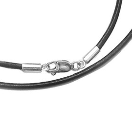 Dreambell 925 Sterling Silver Black Round Natural Leather Cord 2mm Choker Necklace 18 Inches