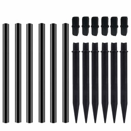 Aifeier ET Flame Lamp Extension, Ground Stake and Joint Connector Kit to Make Solar Flashlight Torch Taller, 6 Sets, Black (ex-jo-gs-6)