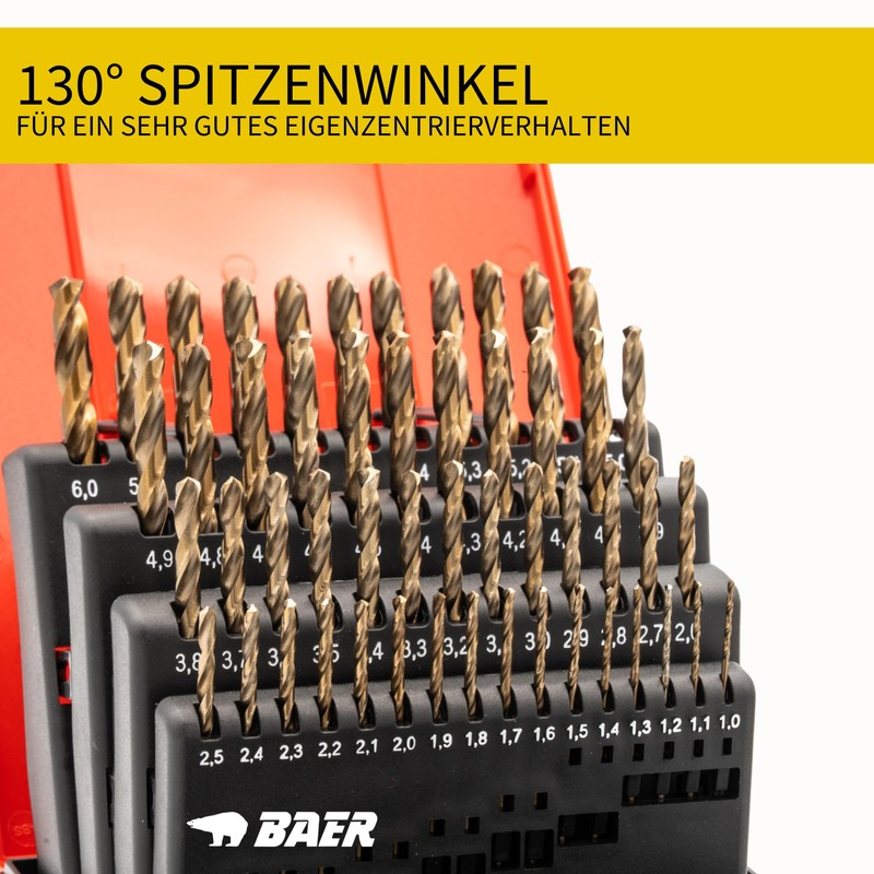 BaerCoil Twist Drill Bit Set 1-6 mm | 51-Piece HSS-Co