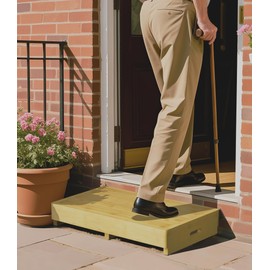 Homerays One Step Stool for Elderly,Bamboo High Riser Step Stool for Bed with Fluorescent Function No Assembly Required - 550 Lbs Wooden Mobility Stepping Stool for Bedside,Bathroom,Garden