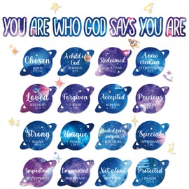 Christian Bulletin Board Decorations Inspirational Jesus Bulletin Board Sets Outer Space God Says You Are Religious Classroom Wall Decor VBS Motivational Cutouts for Sunday School Home Church Supplies