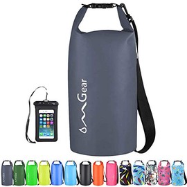 OMGear Waterproof Dry Bag Backpack Waterproof Phone Pouch 40L/30L/20L/10L/5L Floating Dry Sack for Kayaking Boating Sailing Canoeing Rafting Hiking Camping Outdoors Activities(Grey,5L)