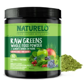 NATURELO NATURELO Raw Greens Superfood Powder - Unsweetened - Boost Energy, Detox, Enhance Health - Organic Spirulina - Wheat Grass - Whole Food Nutrition from Fruits & Vegetables - 30 Servings