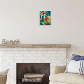 Stupell Industries Tropical Parrots in Jungle White Framed Giclee Art Design by Jane Slivka