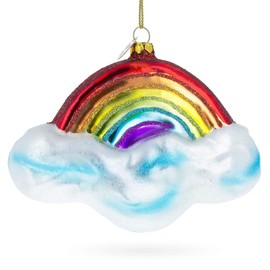 BestPysanky Rainbow Over Clouds Glass Christmas Ornament
