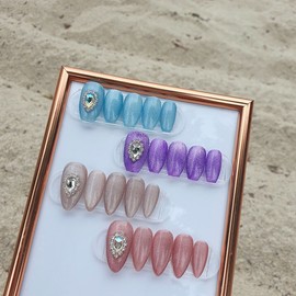 (2+1)107 Colors Swa+Magnetic Gel  Handmade Nail Tips - Stiletto / (2+1)107컬러 스와+자석젤  수제네일팁 - 스틸레토