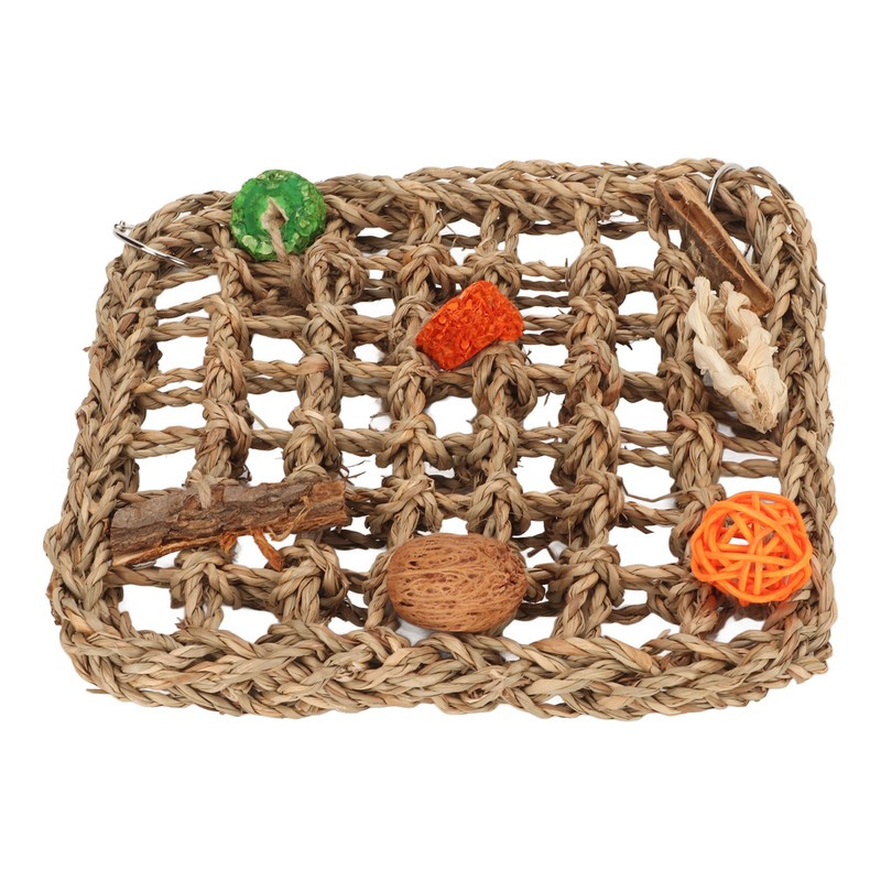 Bird Foraging Wall Toy Boredom Relief Seagrass Hand Woven Parrot