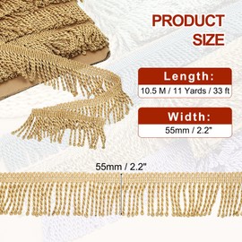 PATIKIL Bronze Fringe Trim, 11 Yards x 55mm Fringe Trim Curtain Tassel Fringe Trim Fabric Trims Sewing for Curtain Sofa Clothes DIY Decoration
