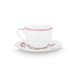 PIP STUDIO Jolie Dots Gold Pink Cup with Saucer 280 ml
